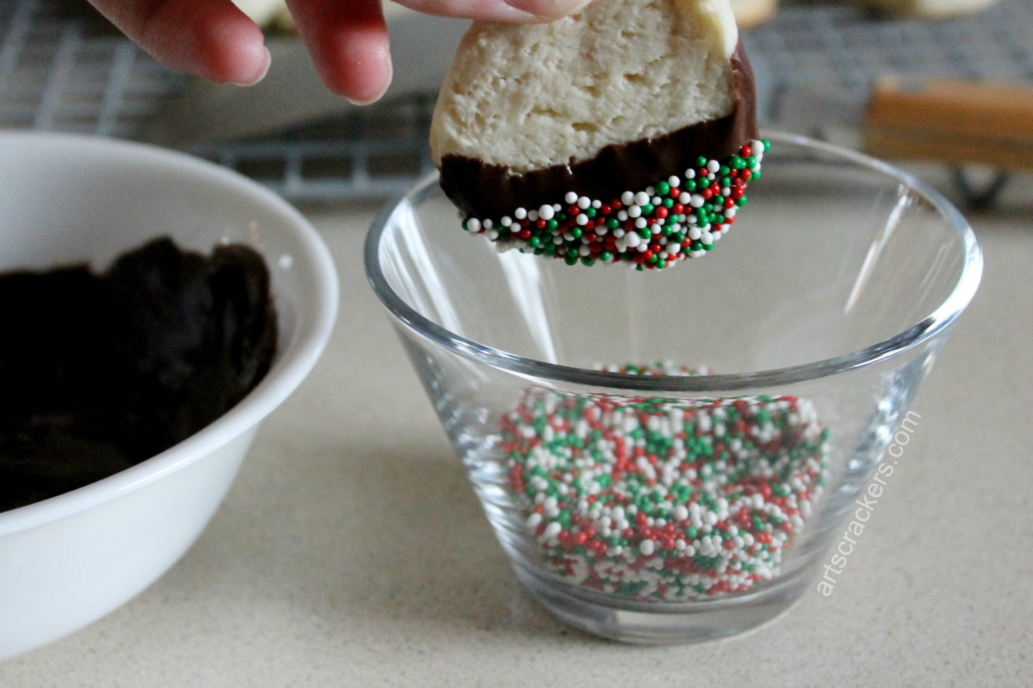 Shortbread Cookies with Idahoan Mashed Potatoes Dipped in Chocolate and Sprinkles