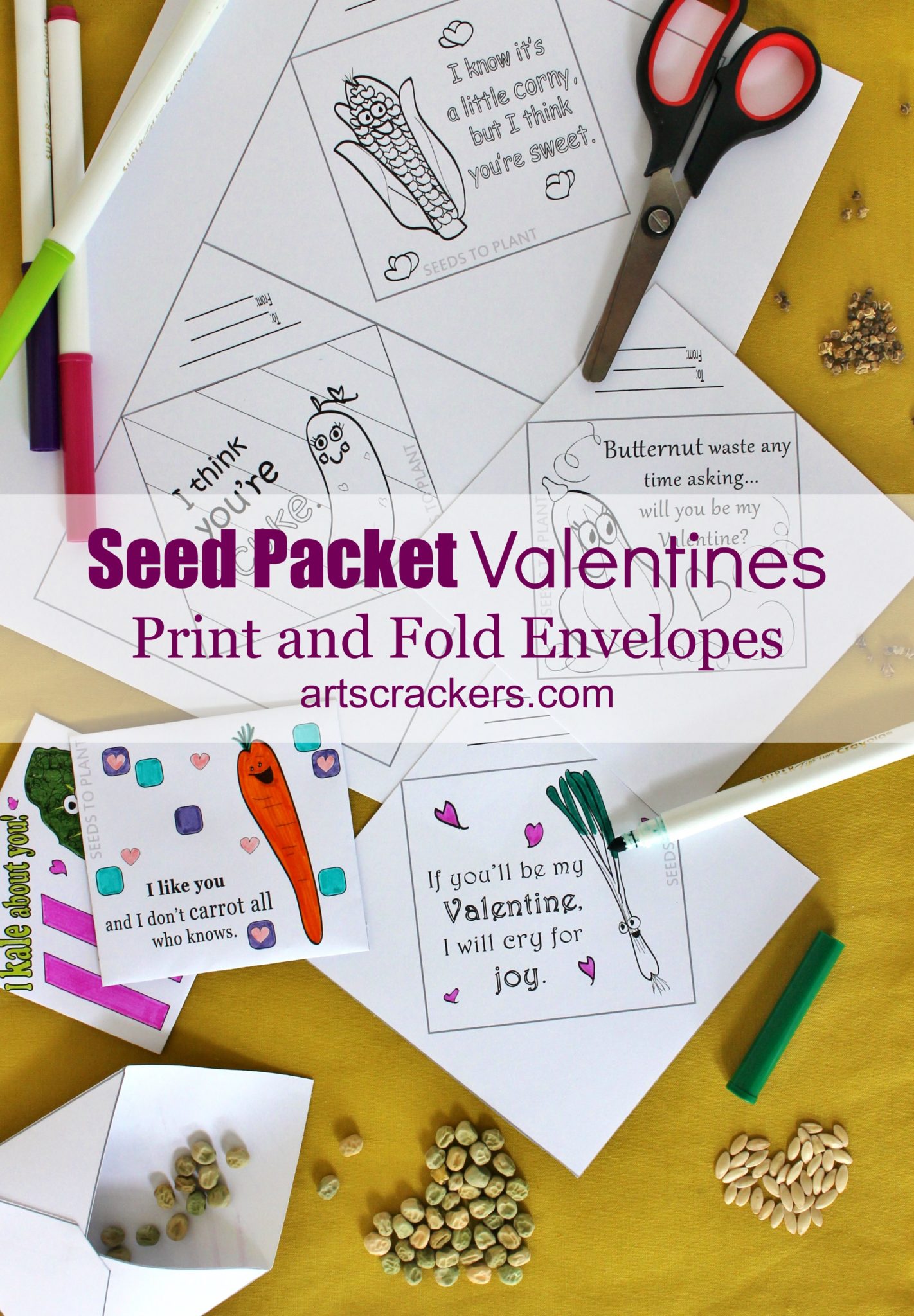Seed Packet Valentines Print and Fold Envelopes. Click on the picture to view the tutorial and grab the printables.