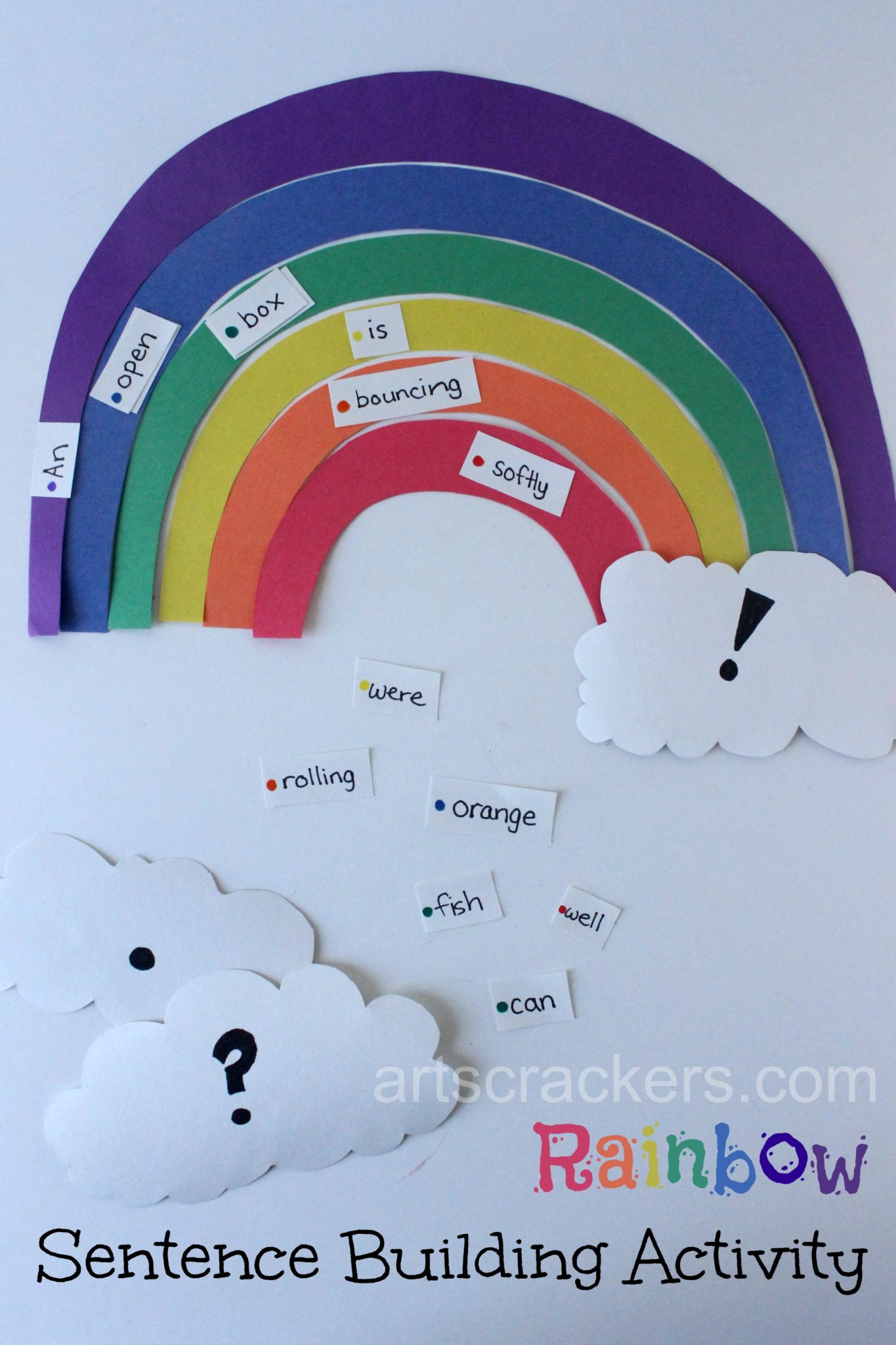 Rainbow Sentence Building Activity For Kids. Click the picture to view the tutorial.