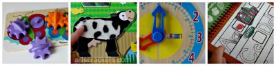 Melissa and Doug Gears, Puzzle, Clock, and Activity Pad. Click the picture to read the reviews.