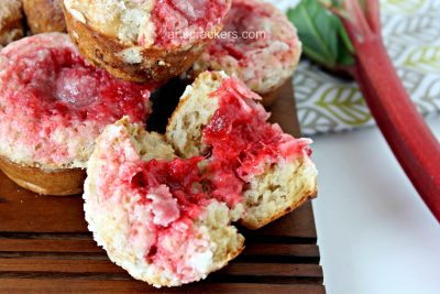 Strawberry Yogurt Muffins With Gooey Strawberry Rhubarb Compote Center. Click the picture to get the recipe.