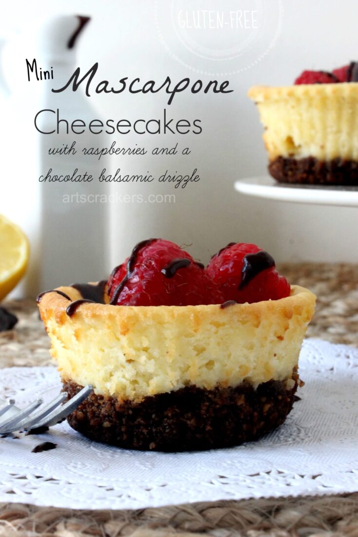 Gluten Free Mini Mascarpone Cheesecakes with Raspberries and Chocolate Balsamic