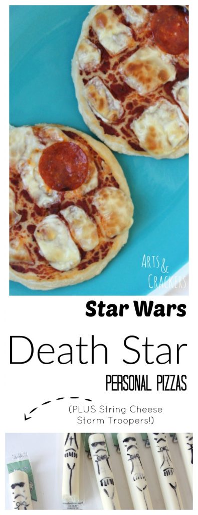 Star Wars Death Star Personal Party Pizzas and String Cheese Storm Troopers