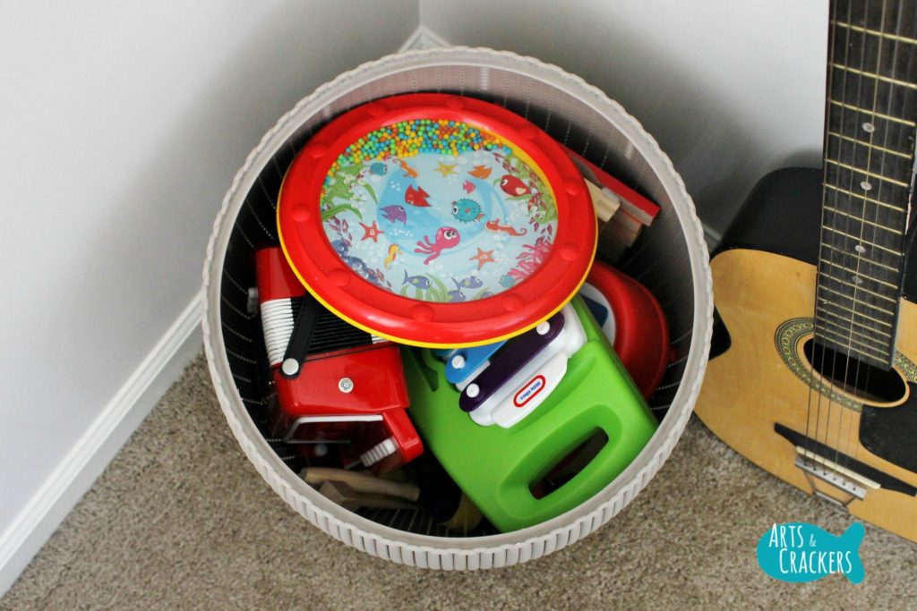 Playroom Makeover Music Bin
