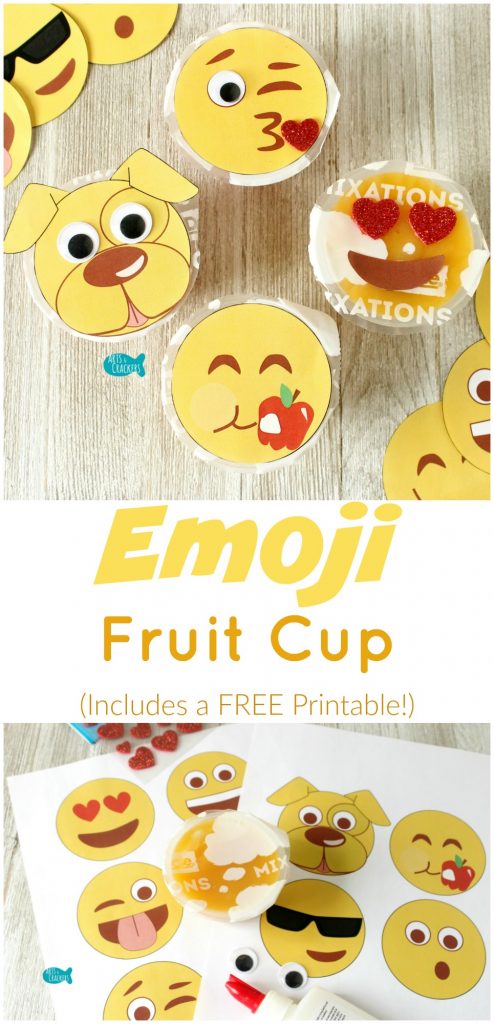 These emoji fruit cups are fun for lunches, snacks, back-to-school, picnics, field trips, and travel! Free printable and tutorial | Emoji | Emoticons | Emotions | Smiley Face | Back to School | Lunch | Lunchbox | Kid Snacks | Fruit Cups | Food Crafts | Printables | Lunch Ideas