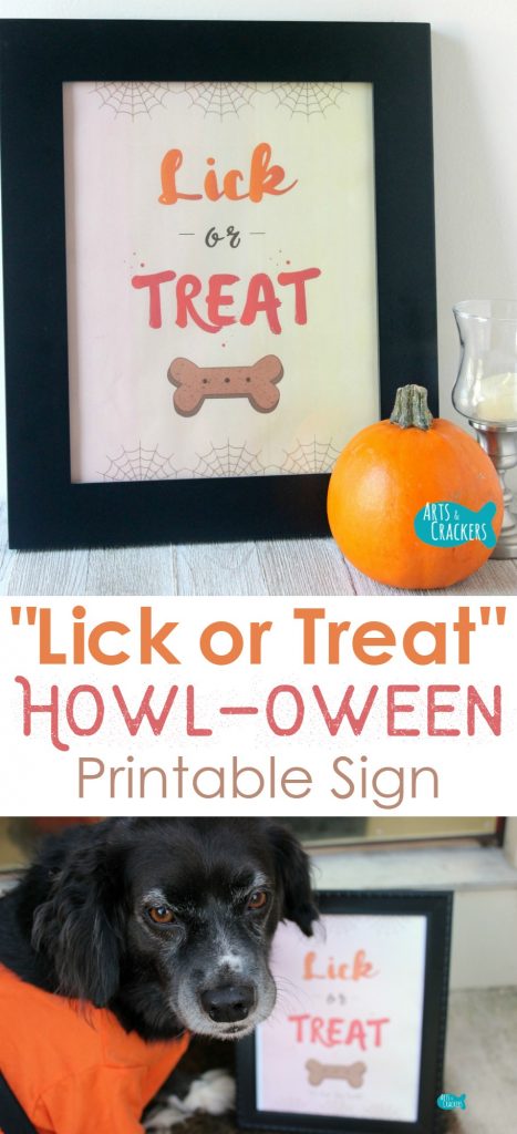 Celebrate Howl-oween with your furry friends with this "Lick or Treat" Halloween printable for dog lovers | Halloween | Howl-oween | Dog Lovers | Trick-or-Treat | Lick-or-Treat | Halloween Printables | Halloween Sign | Halloween Decor | Dog Decor | Digital Art | Printable