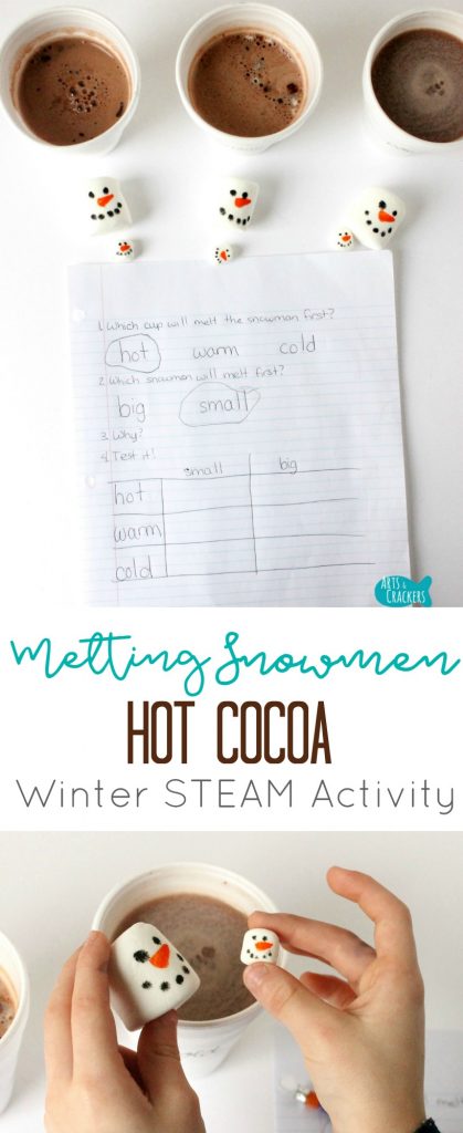 Teach science with this Melting Snowman Activity, an edible science experiment with hot cocoa and marshmallows | STEAM | Snowmen | Snowman | Winter Science | Science Experiment | Science for Kids | Melting Snowman | Marshmallow Snowman | Hot Cocoa Science | Melting Experiment | Chemistry for Kids | Winter STEAM | STEM for Kids | Kids Activities | Homeschool | Science Experiment | Edible Science