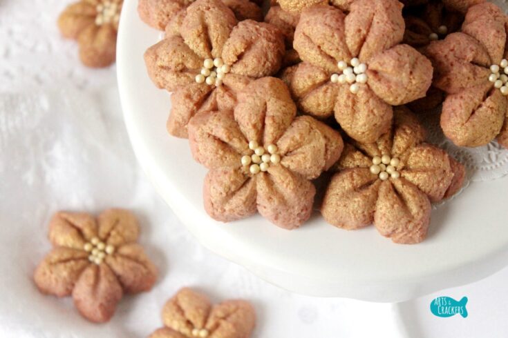 Poinsettia Spritz Cookie Recipe Easy Christmas Cookies Close