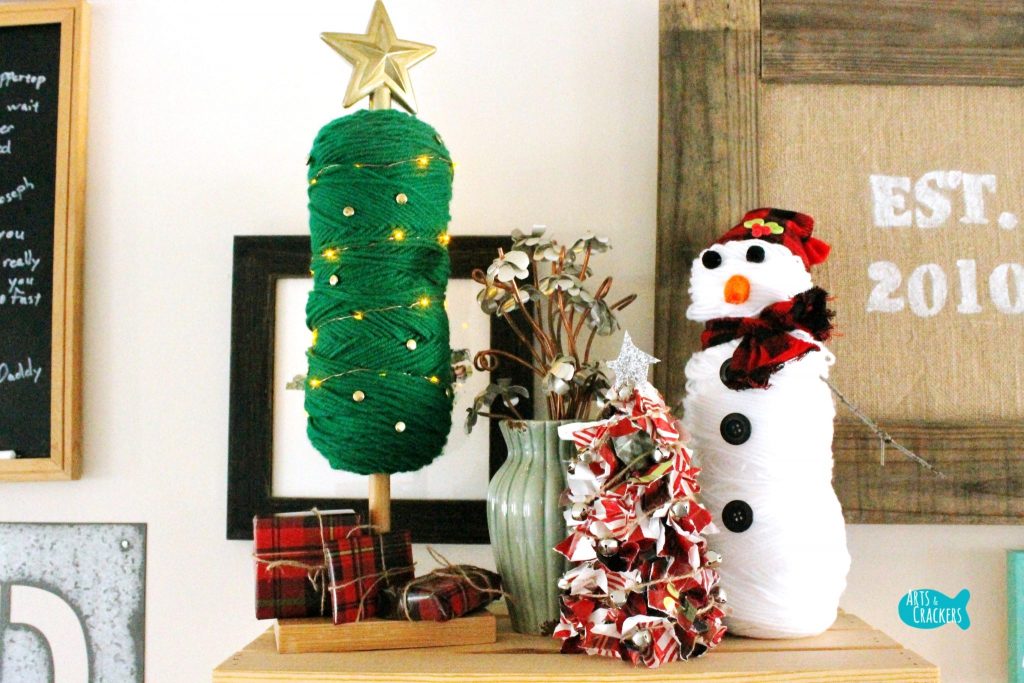 DIY Yarn Christmas Tree Displayed