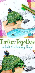 "Turtles Together" Turtle Coloring Page for Adults - Arts and Crackers