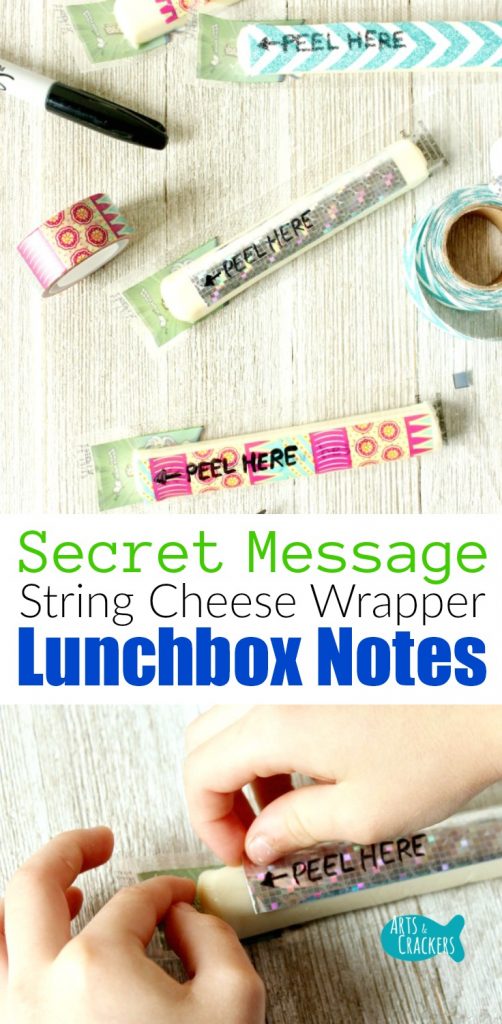 Make lunch time very special with Secret Message String Cheese Wrapper Lunchbox Notes, perfect for Back to School lunches and after school snacks.