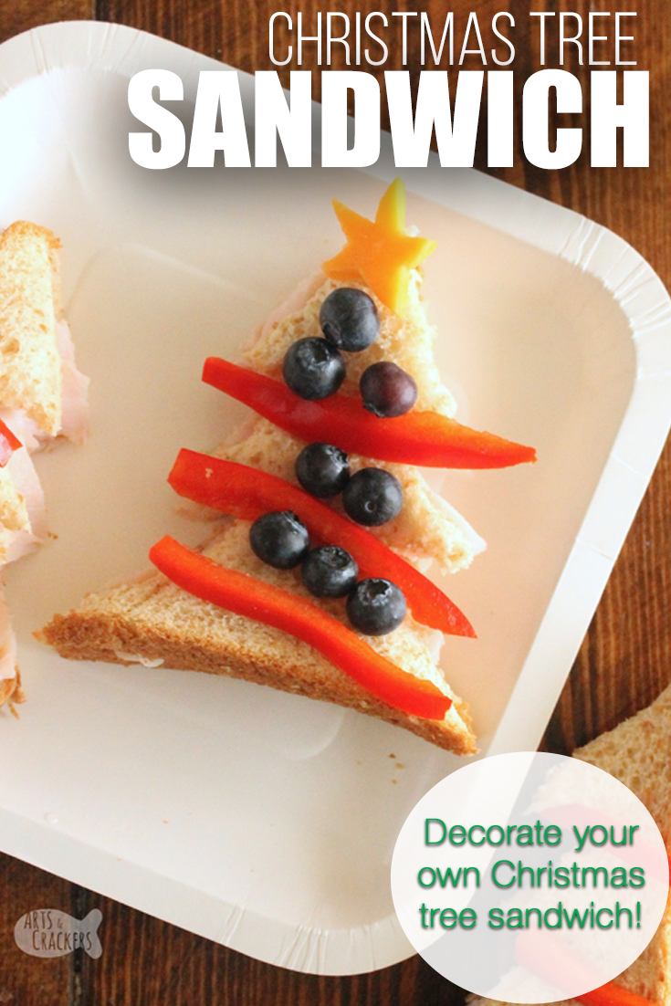 Celebrate Christmas with this fun, hands-on Christmas Tree Sandwich Lunch Idea for Kids | evergreen tree | pine tree | edible crafts | fun lunches for kids | Christmas tree food | Christmas lunch ideas | Christmas sandwich | sandwiches for kids | play with your food | lunchtime activity #momblogger #kidfriendlyfood #kidfood #foodblog #christmas