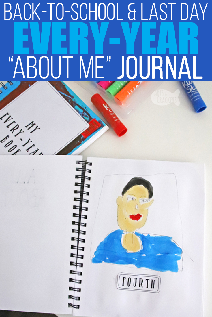 Make this DIY Every Year Book to record your child's first and last days of school. This School Years Memory Book for Kids is fun and makes a great keepsake that is easy to store away for each year from preschool through high school. Print the free questionnaire and labels to make your own! #backtoschool #journal #kidsactivities | kids journal | first day of school | back to school | last day of school | art project for kids | yearbook | Kwik Stix